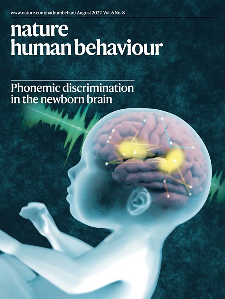 A picture of Nature Human Behavior journal on discrimination in a newborn's brain.